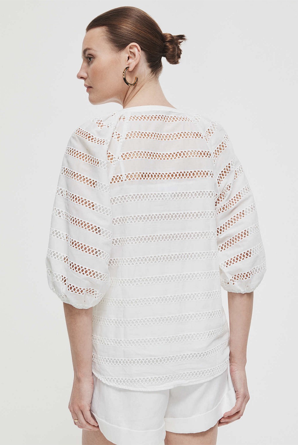 Lattice Split Neck Blouse