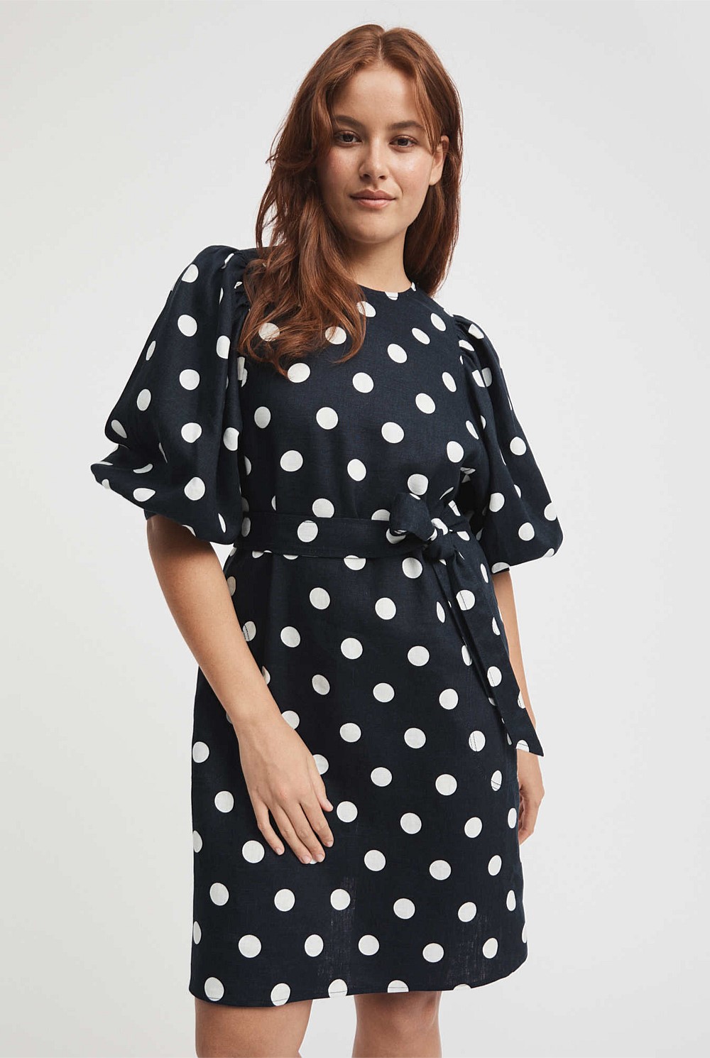 French Linen Spot Print Dress