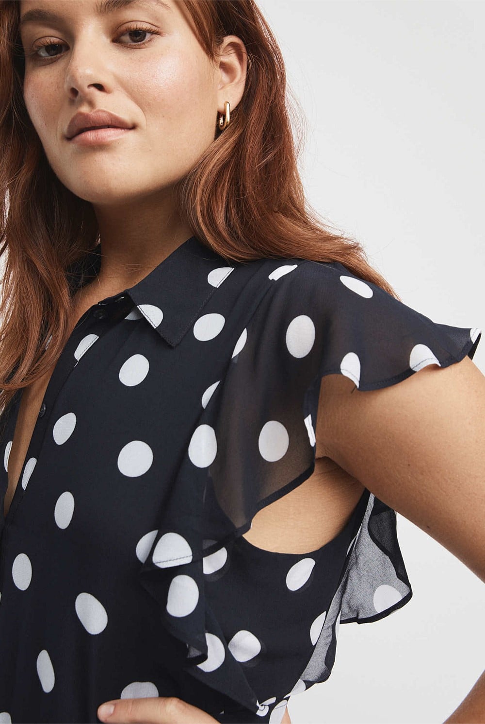 Viscose Spot Print Midi Dress