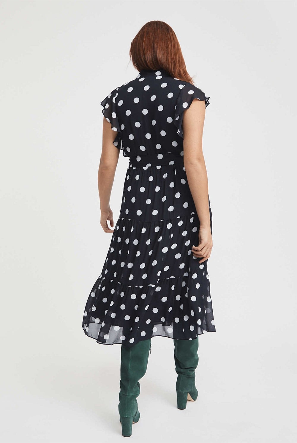 Viscose Spot Print Midi Dress