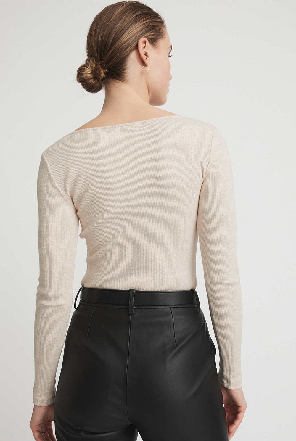 Cotton Rib Wide Neck Top