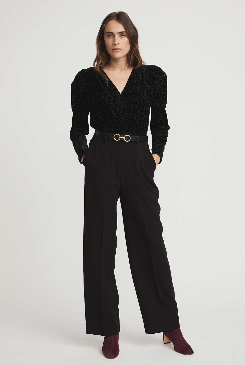 Devore Puff Sleeve Blouse