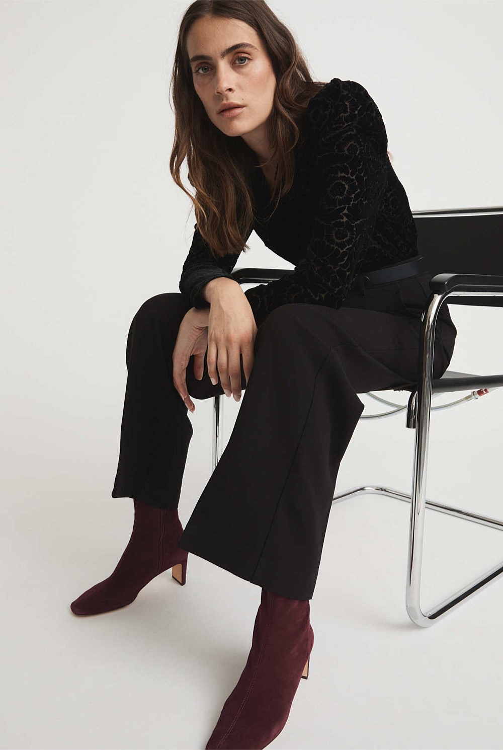 Devore Puff Sleeve Blouse