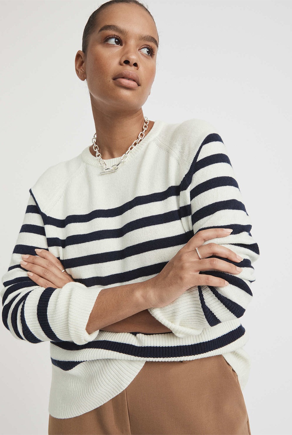 Crew Neck Stripe Knit