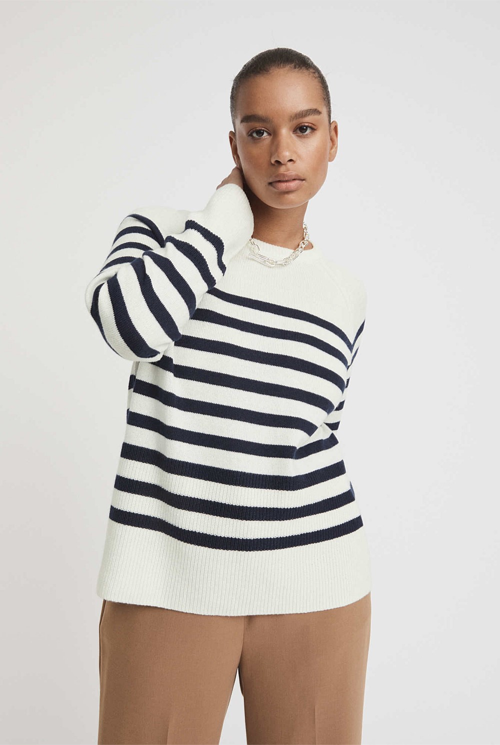 Crew Neck Stripe Knit