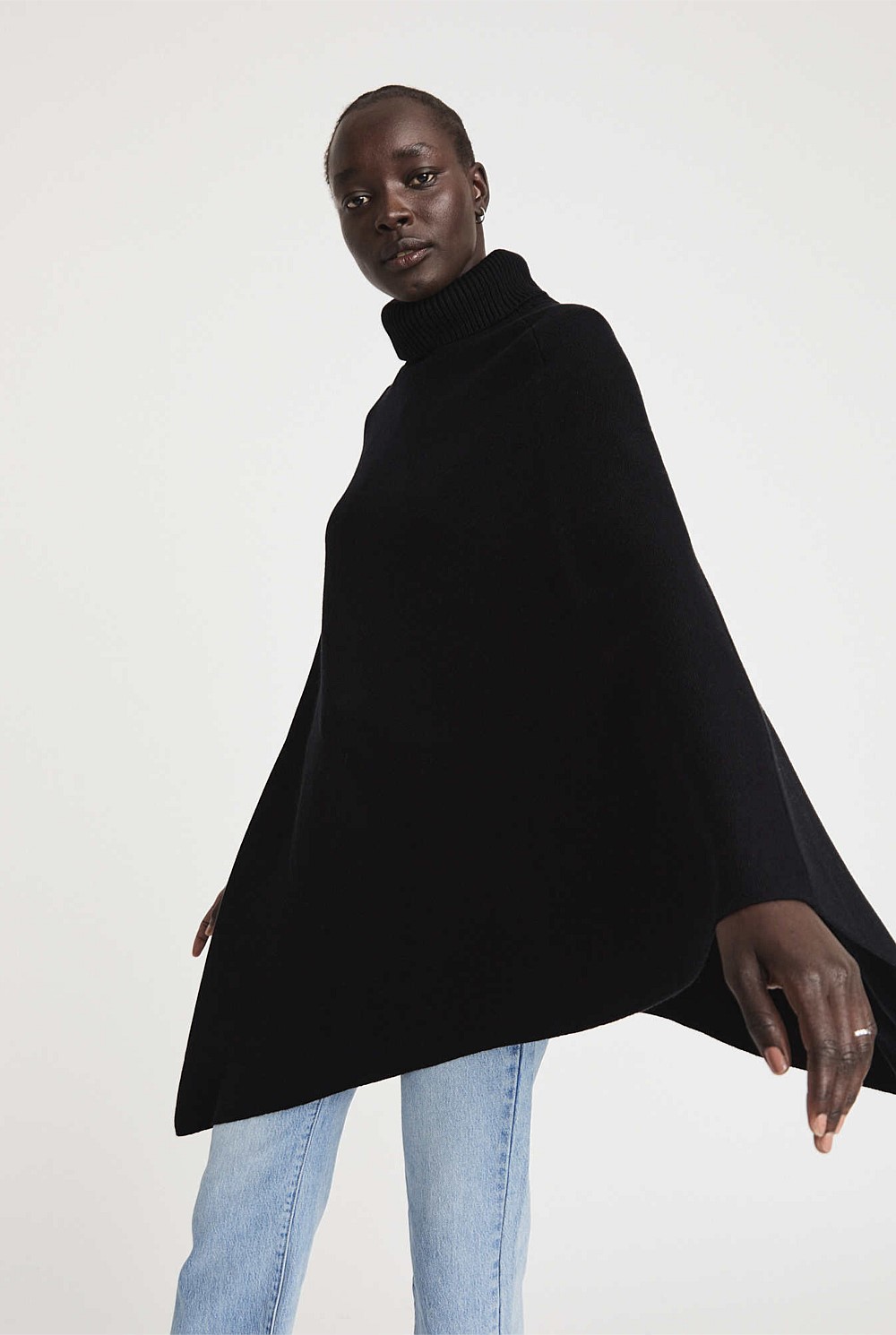 Asymmetrical Knit Poncho