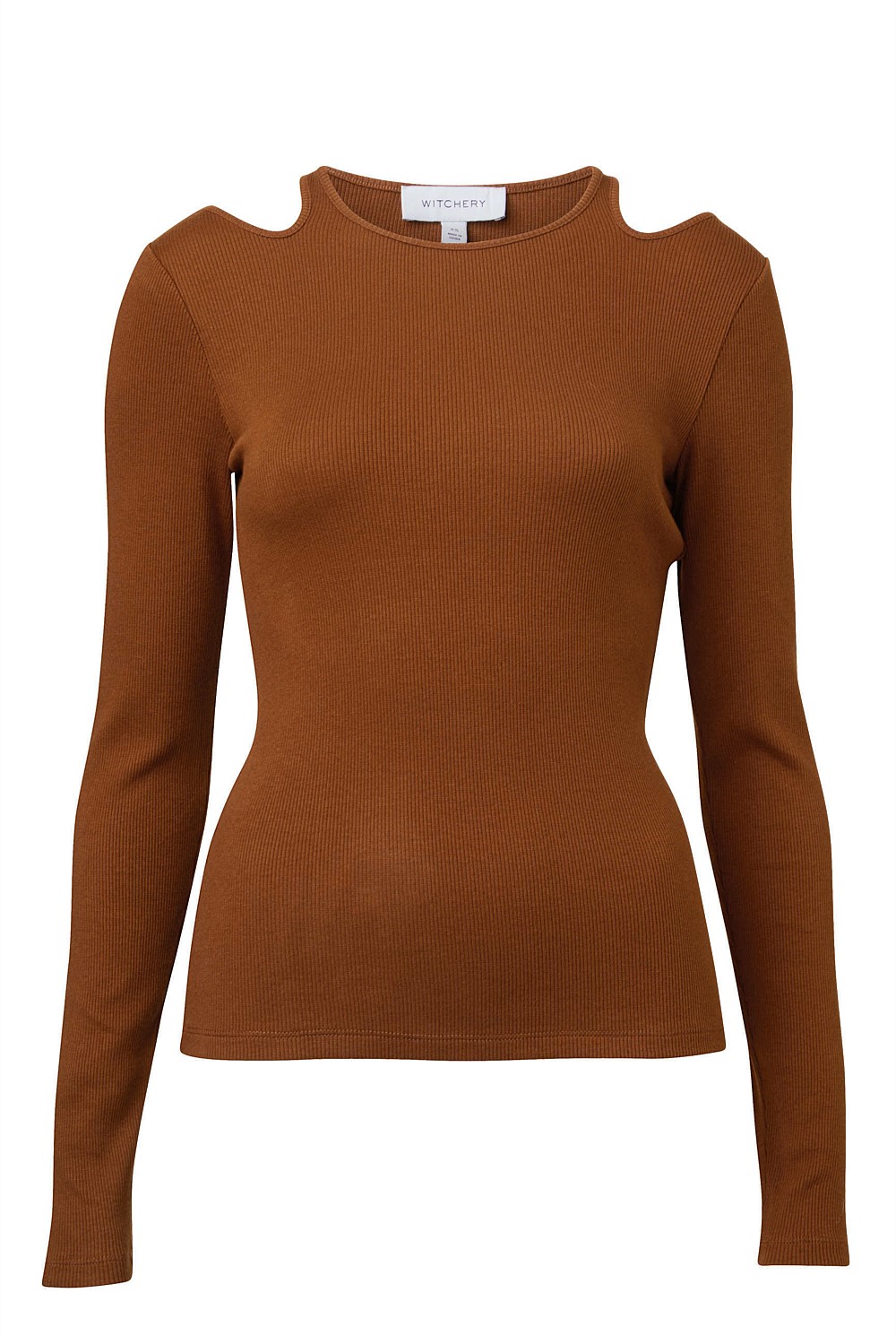 Cotton Rib Cut Out Long Sleeve Top