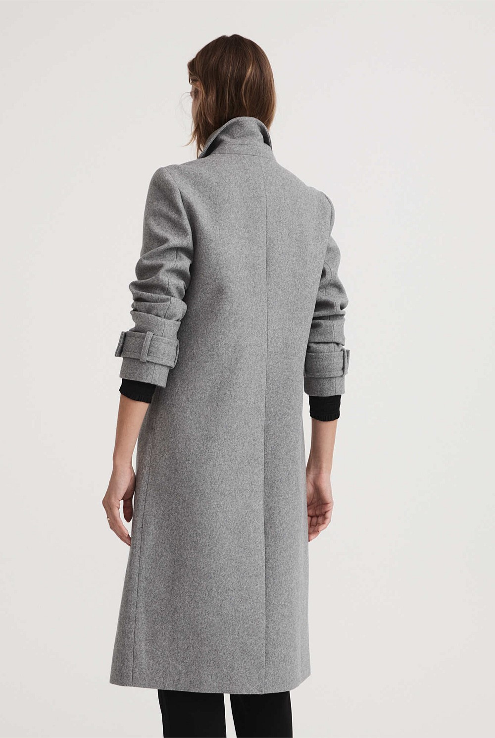 Wool Blend Double Breasted Coat