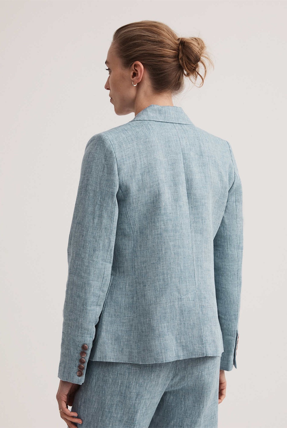 Yarn Dye Linen Single Breasted Blazer