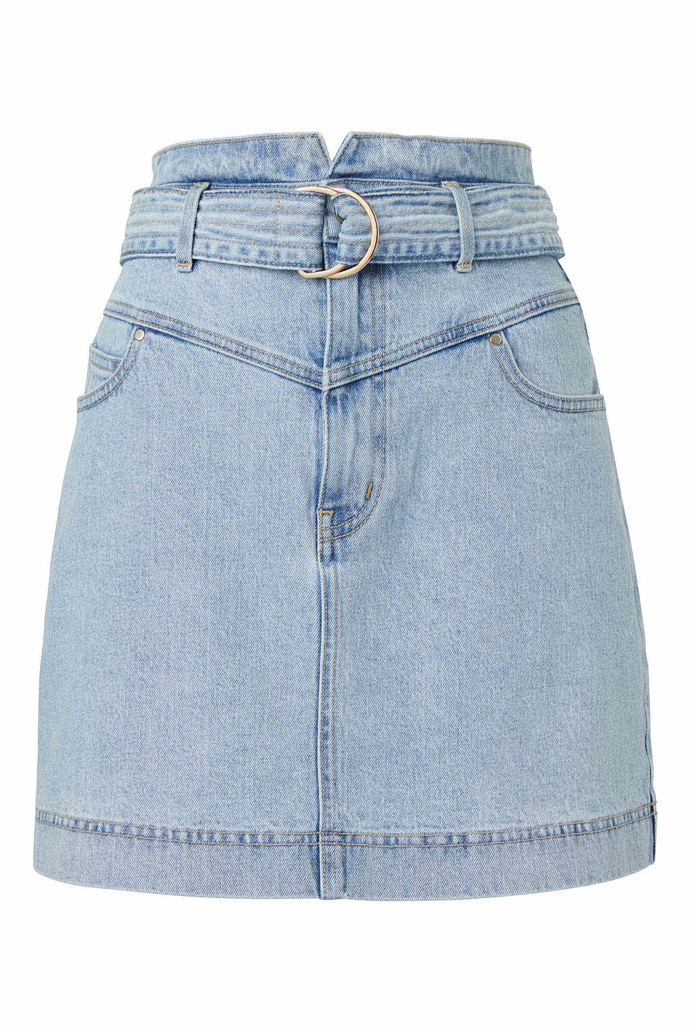 Yoke Front Denim Skirt
