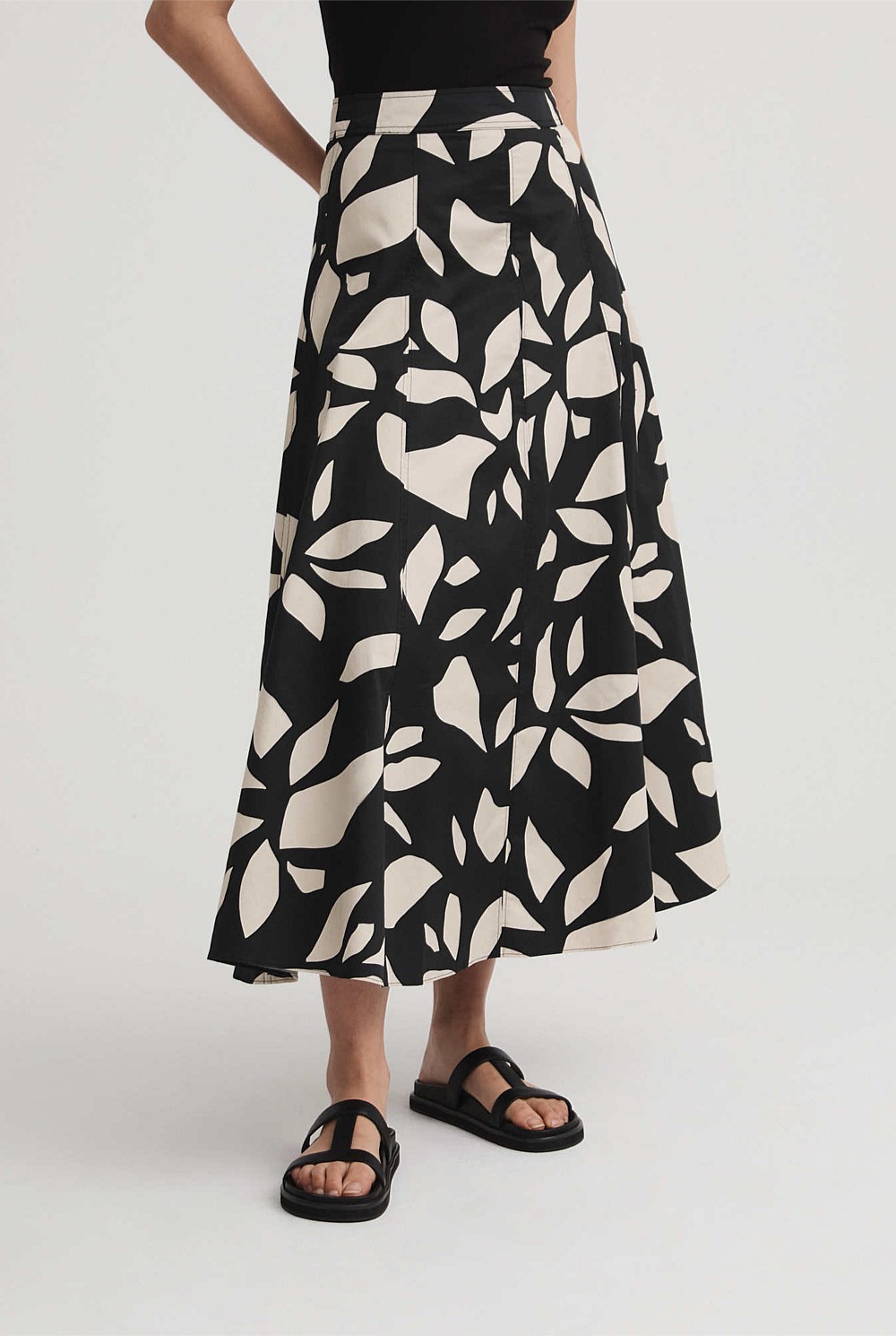 Abstract Print Midi Skirt