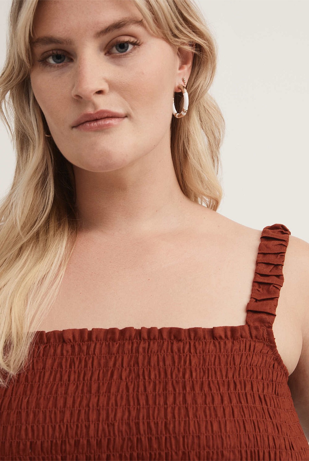 French Linen Shirred Tank