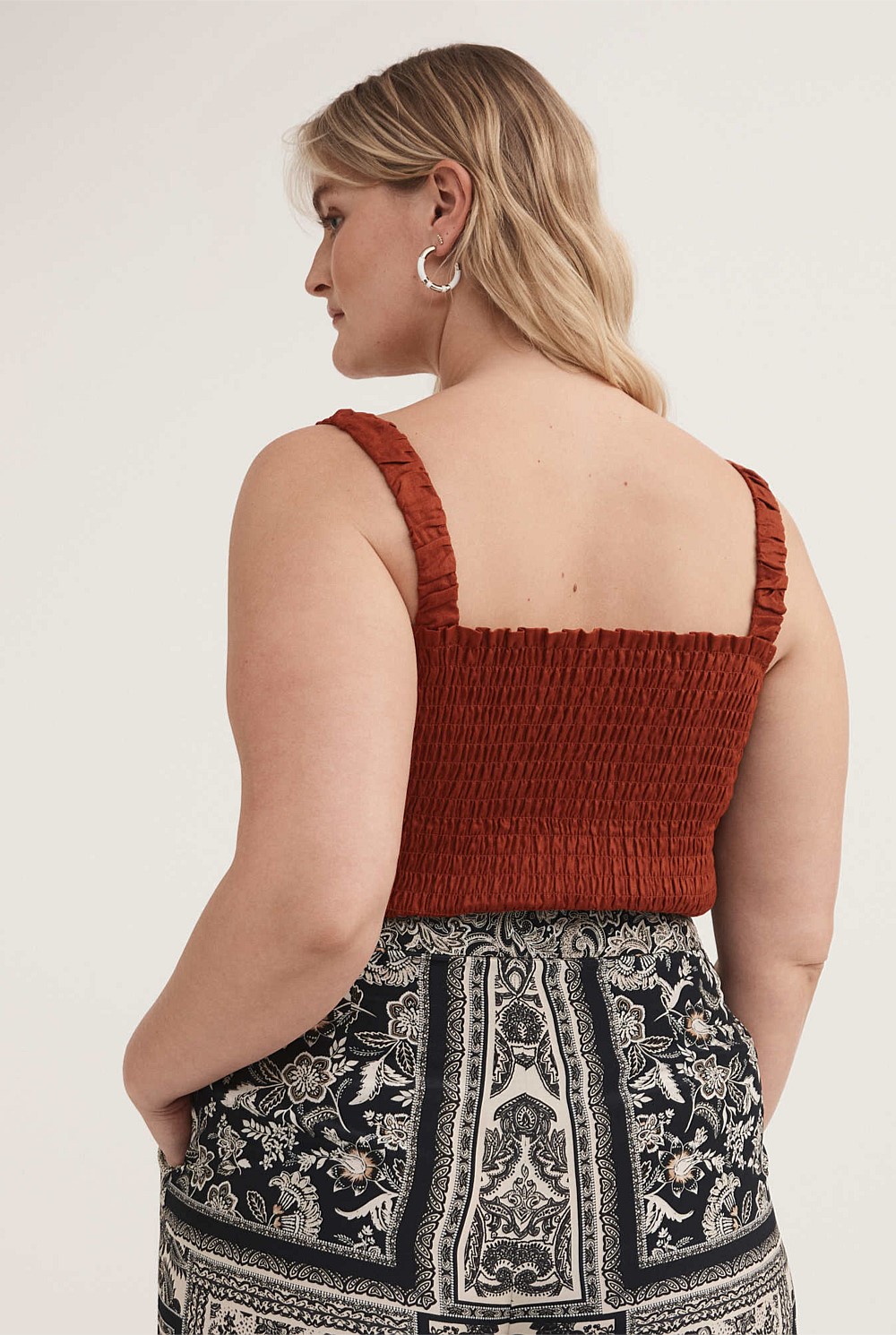 French Linen Shirred Tank