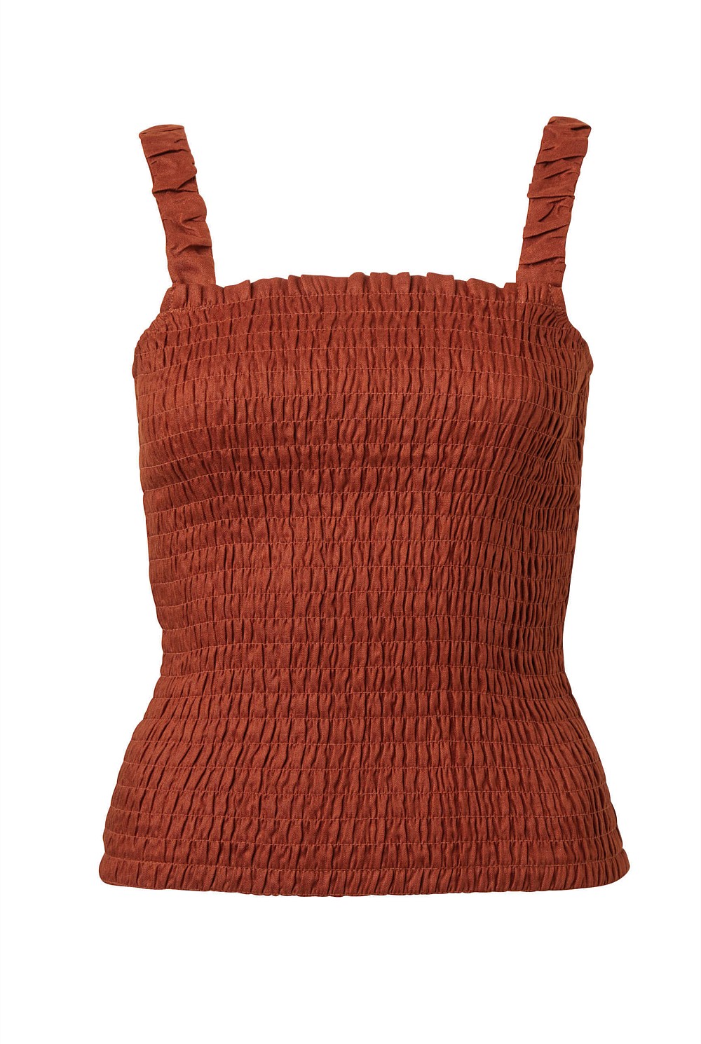 French Linen Shirred Tank
