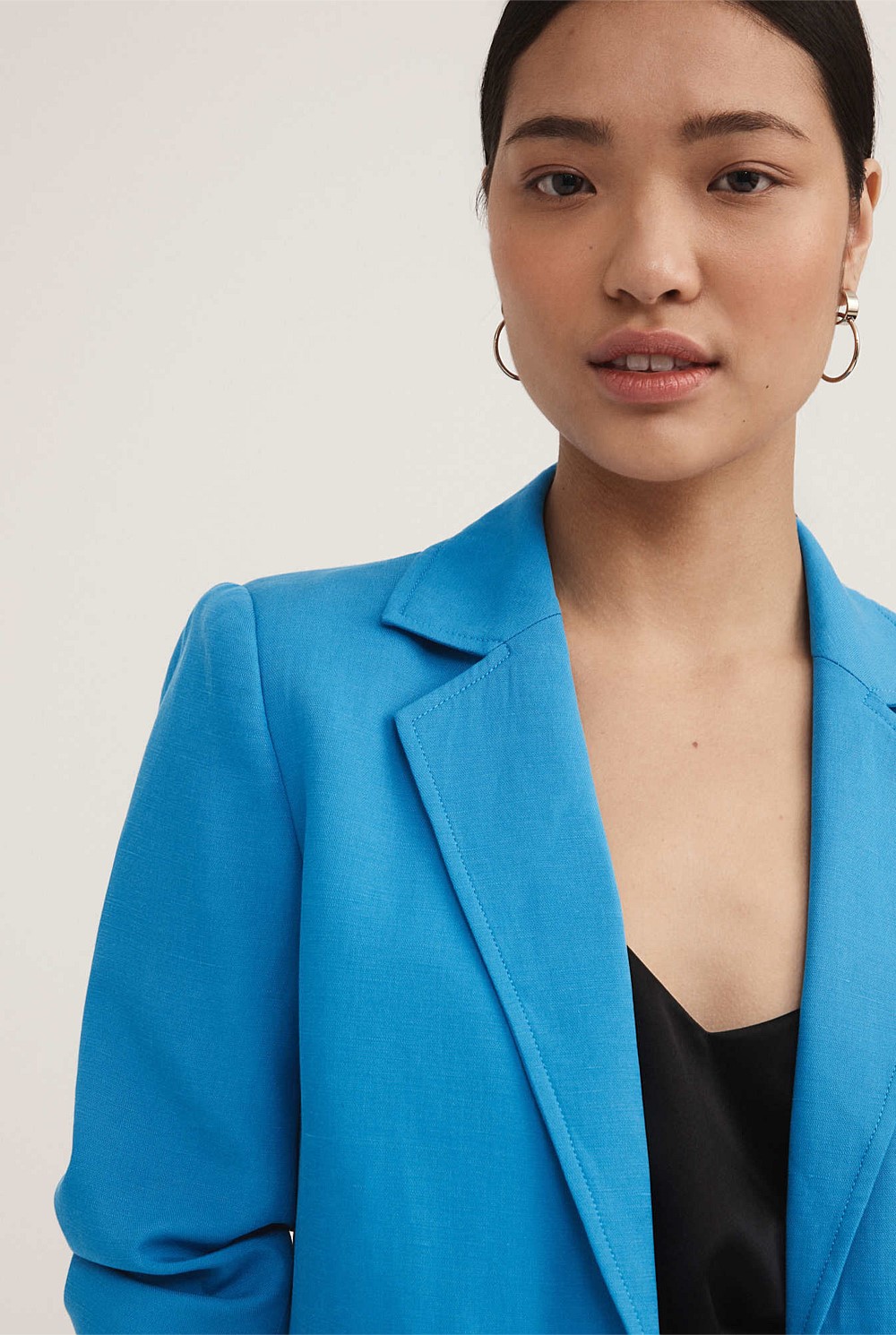 Linen Blend Long Line Blazer