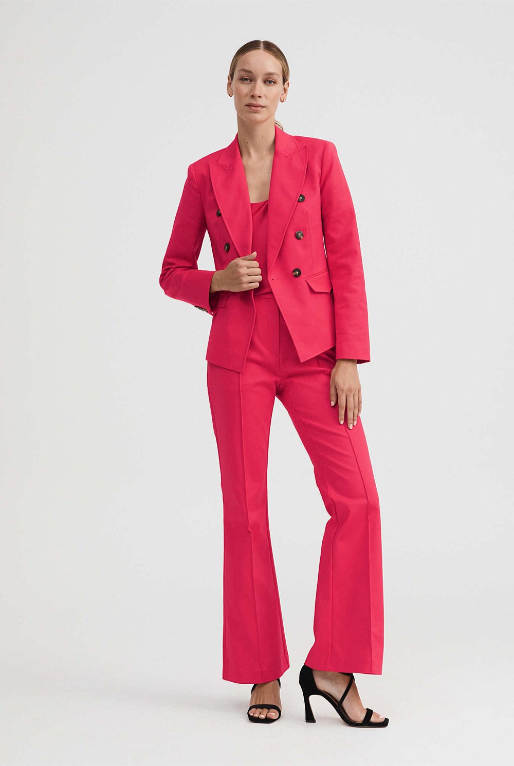 Cotton Blend Double-Breasted Blazer