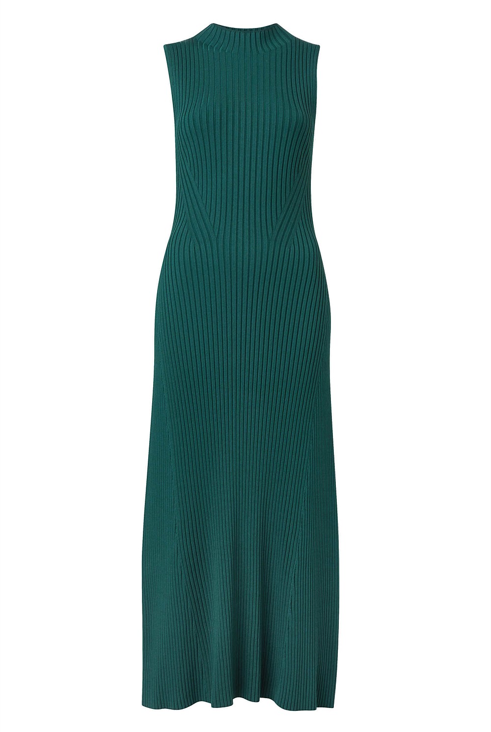 Petrol Green Knit Rib Mock Neck Dress - Women's A Line Dresses | Witchery