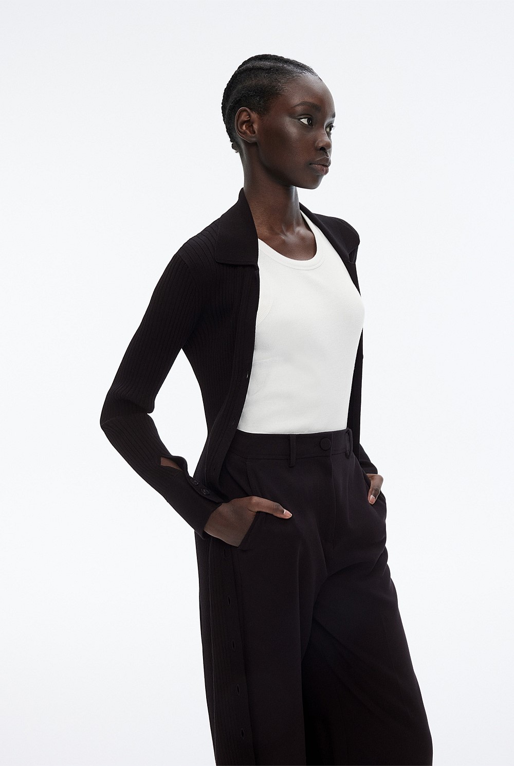 Button Through Rib Longline Cardigan