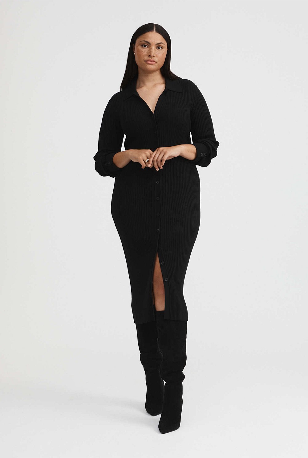 Button Through Rib Longline Cardigan