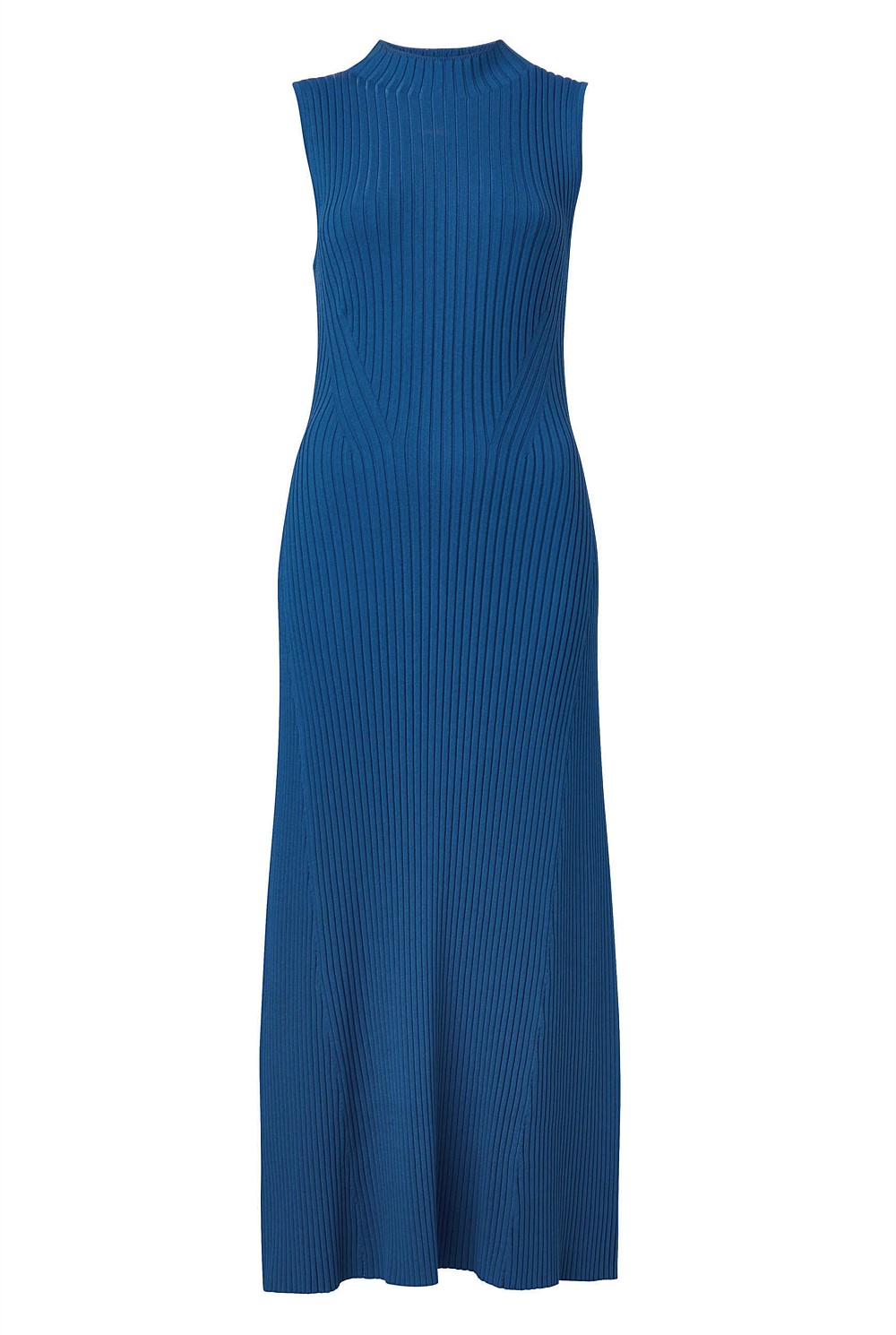Eclipse Blue Knit Rib Mock Neck Dress - Women's Knit Dresses | Witchery
