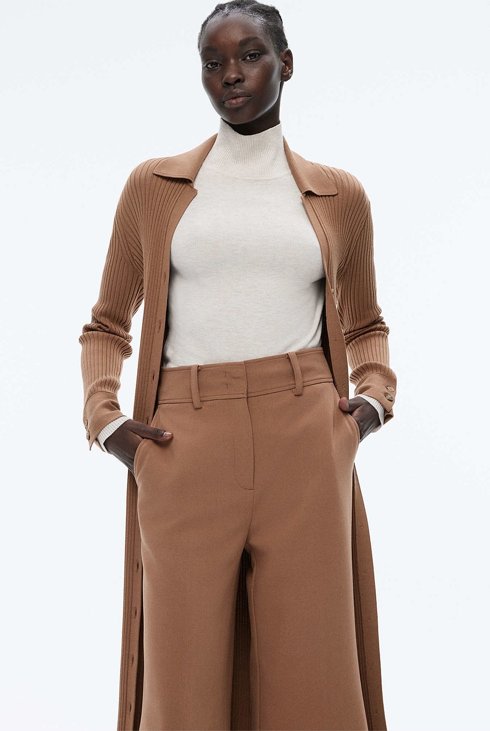 Button Through Rib Longline Cardigan