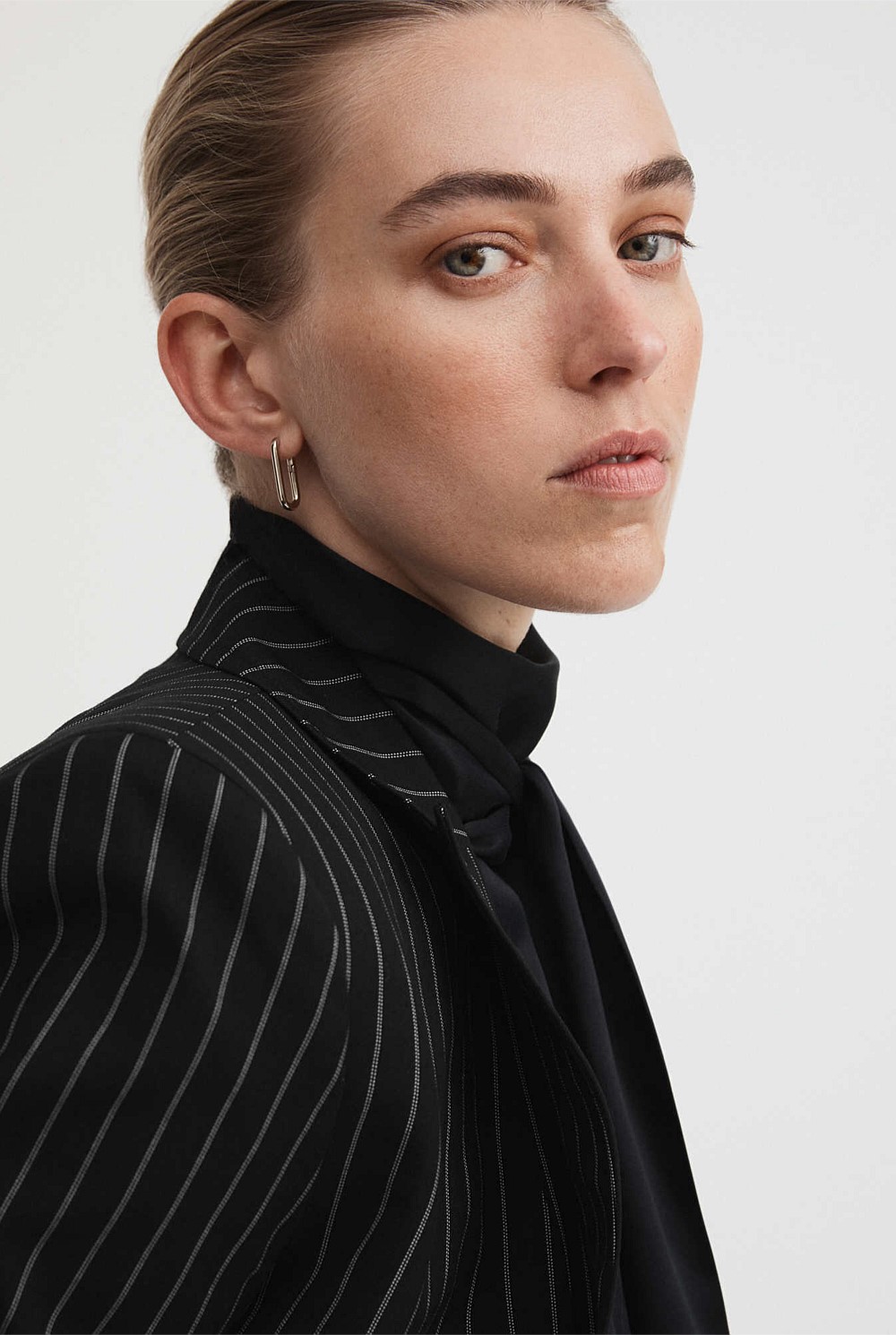 Single-Breasted Pinstripe Blazer