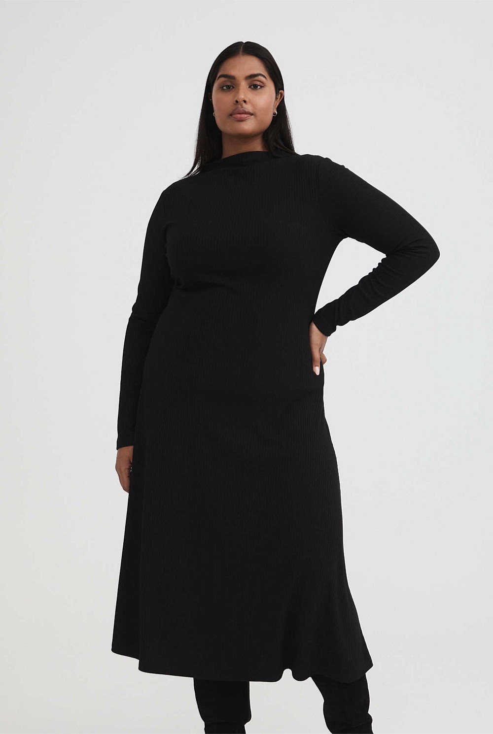 Mock Neck Rib Dress