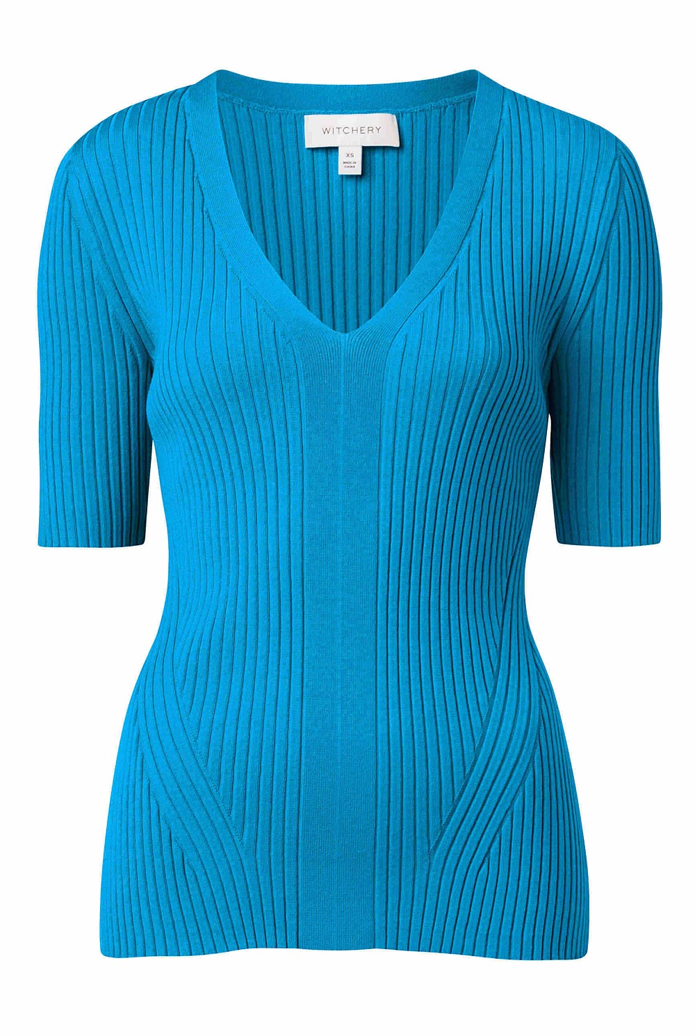 Bright Blue Rib V Neck Short Sleeve Knit - Women's Short Sleeve Tops ...