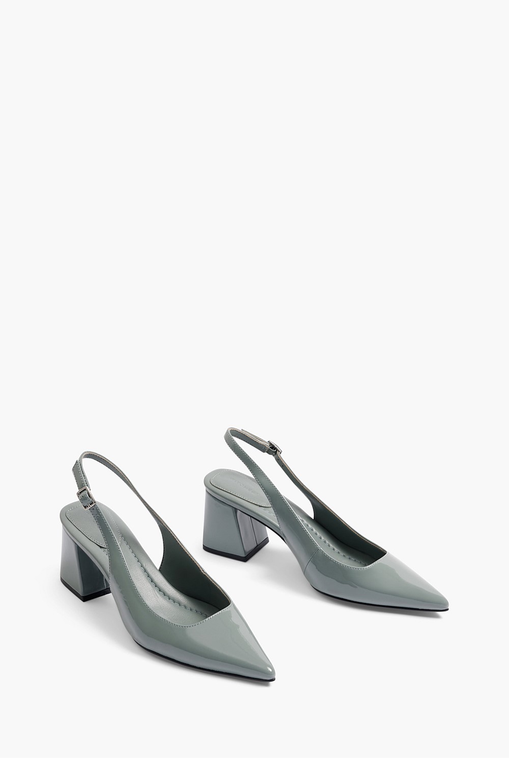 Leather Patent Block Heel