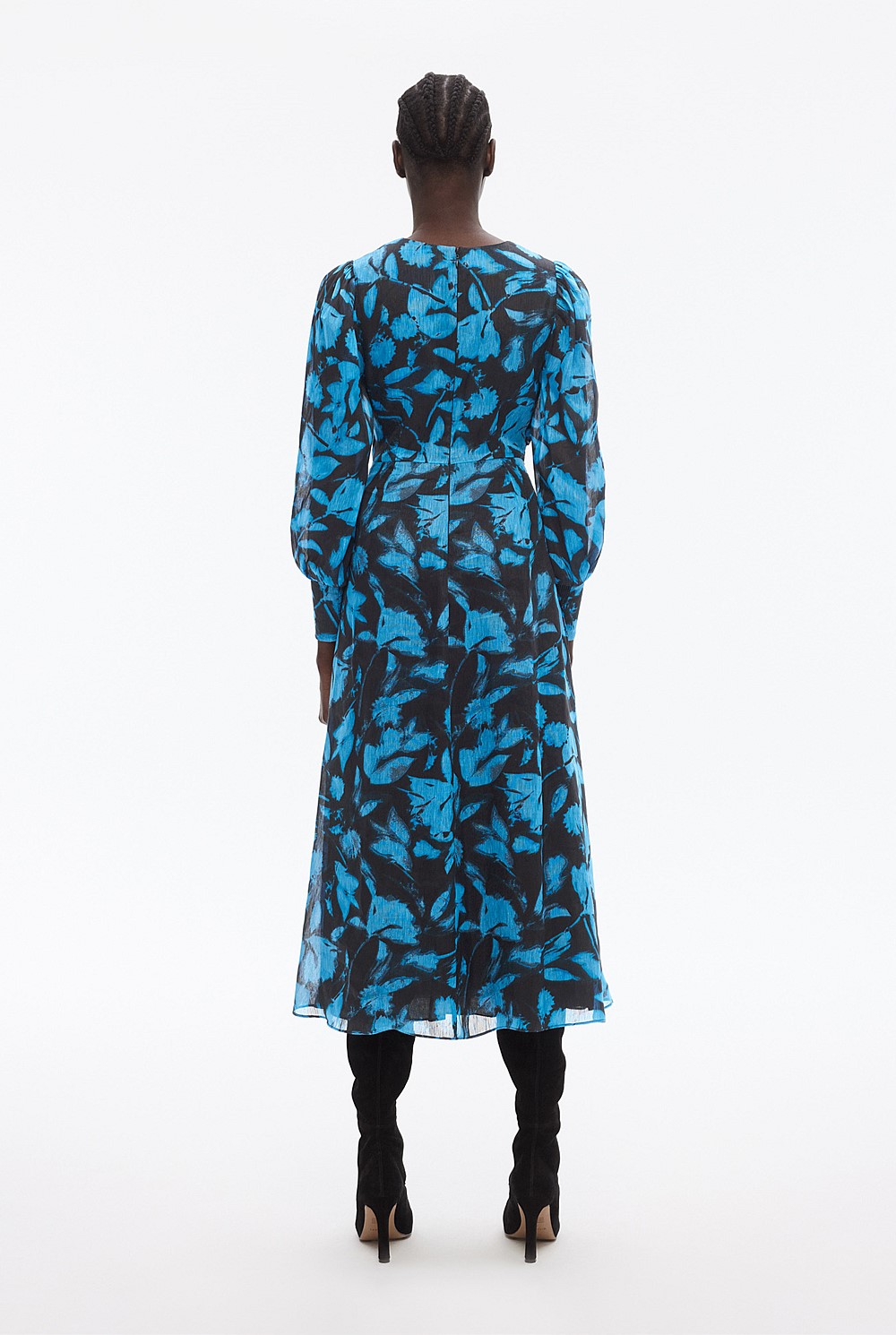 Mallard Blue Abstract Textured Print Dress - Women's A Line Dresses ...