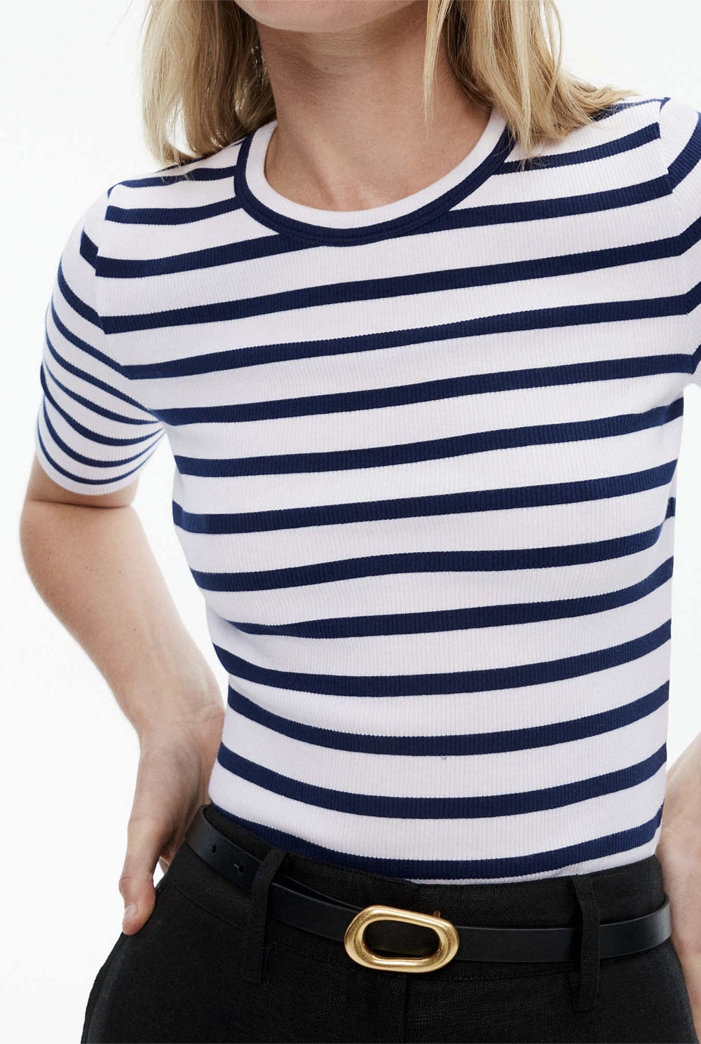 Stripe Crew Rib Tee