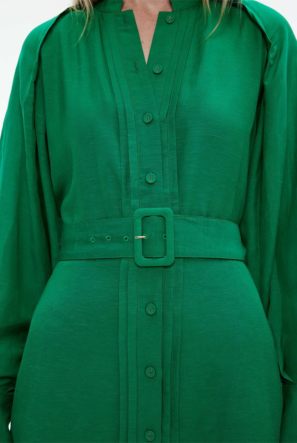 High Neck Pintuck Midi Dress