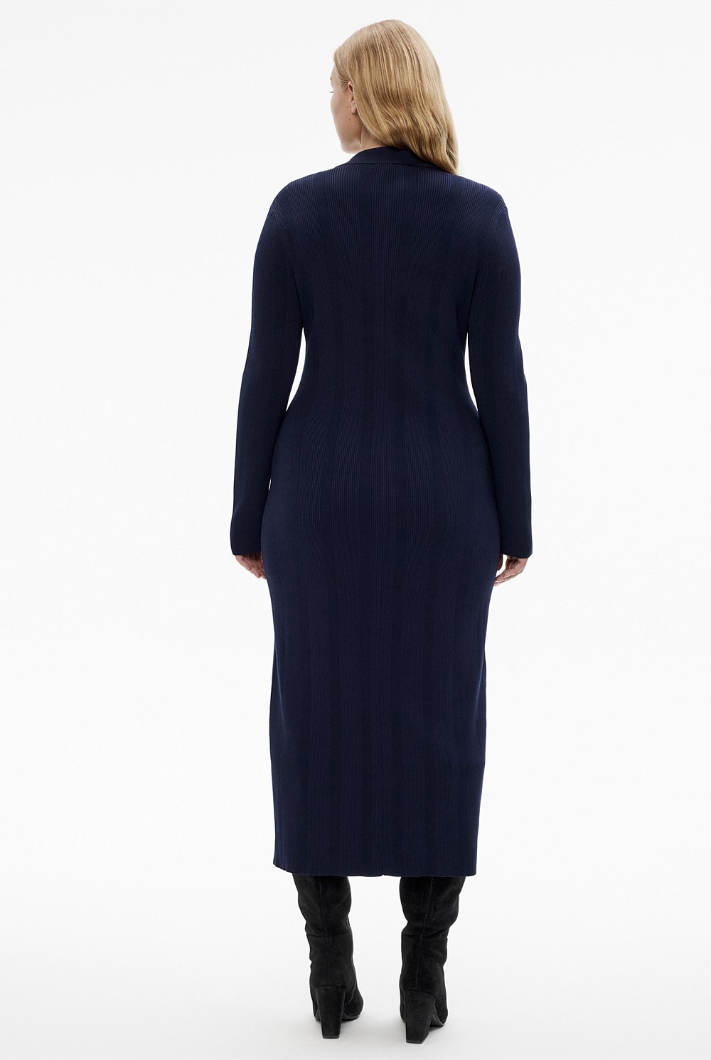 Crepe Henley Knit Dress