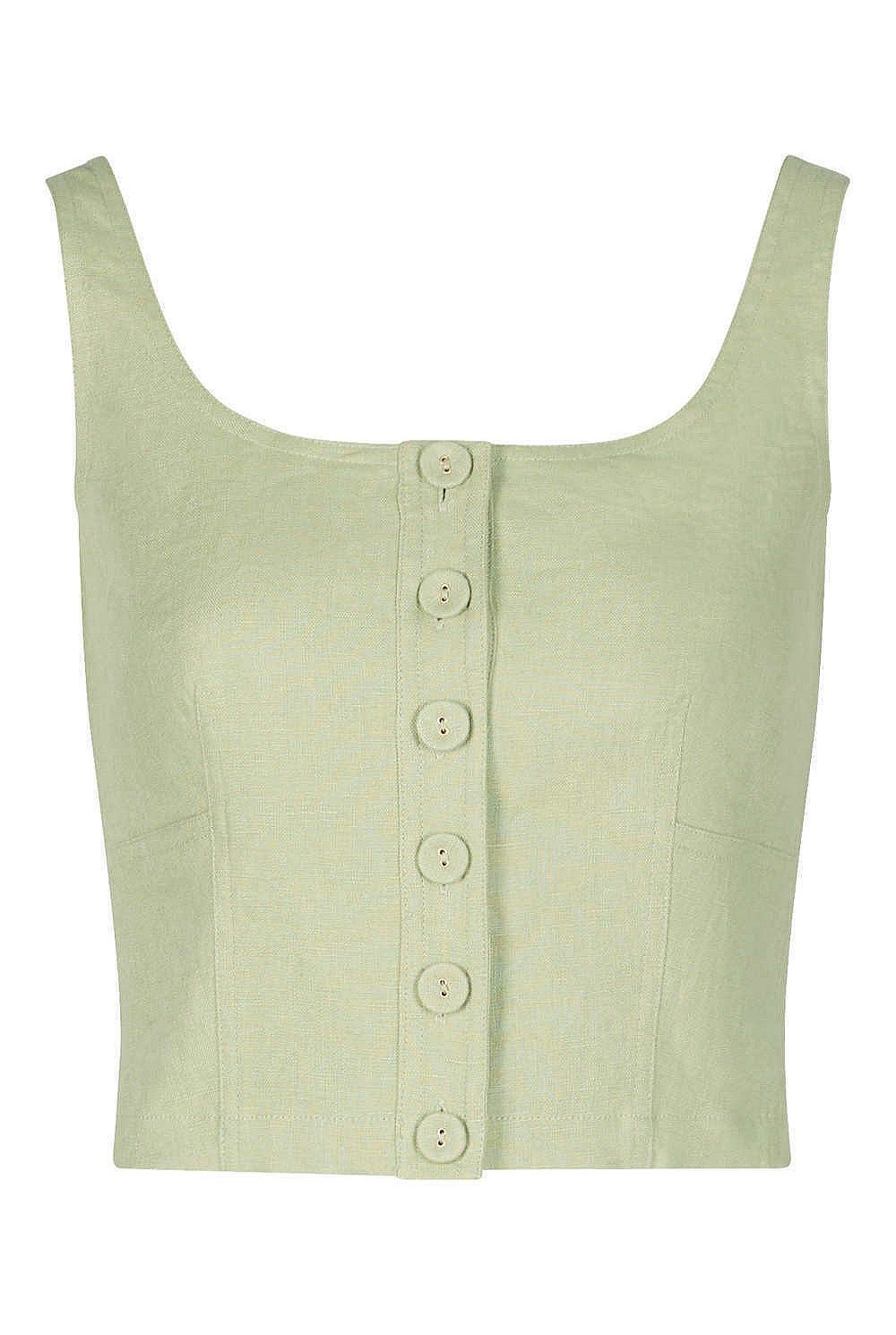 French Linen Cropped Button Bodice