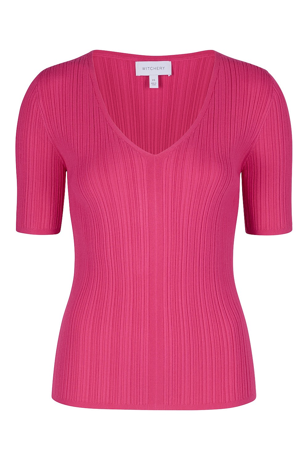 Variagated Rib Dahlia Pink Variegated Rib Knit - Women's Short Sleeve Tops | Witchery