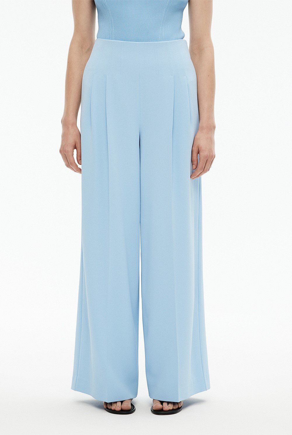 Waist Detail Wide Leg Trouser