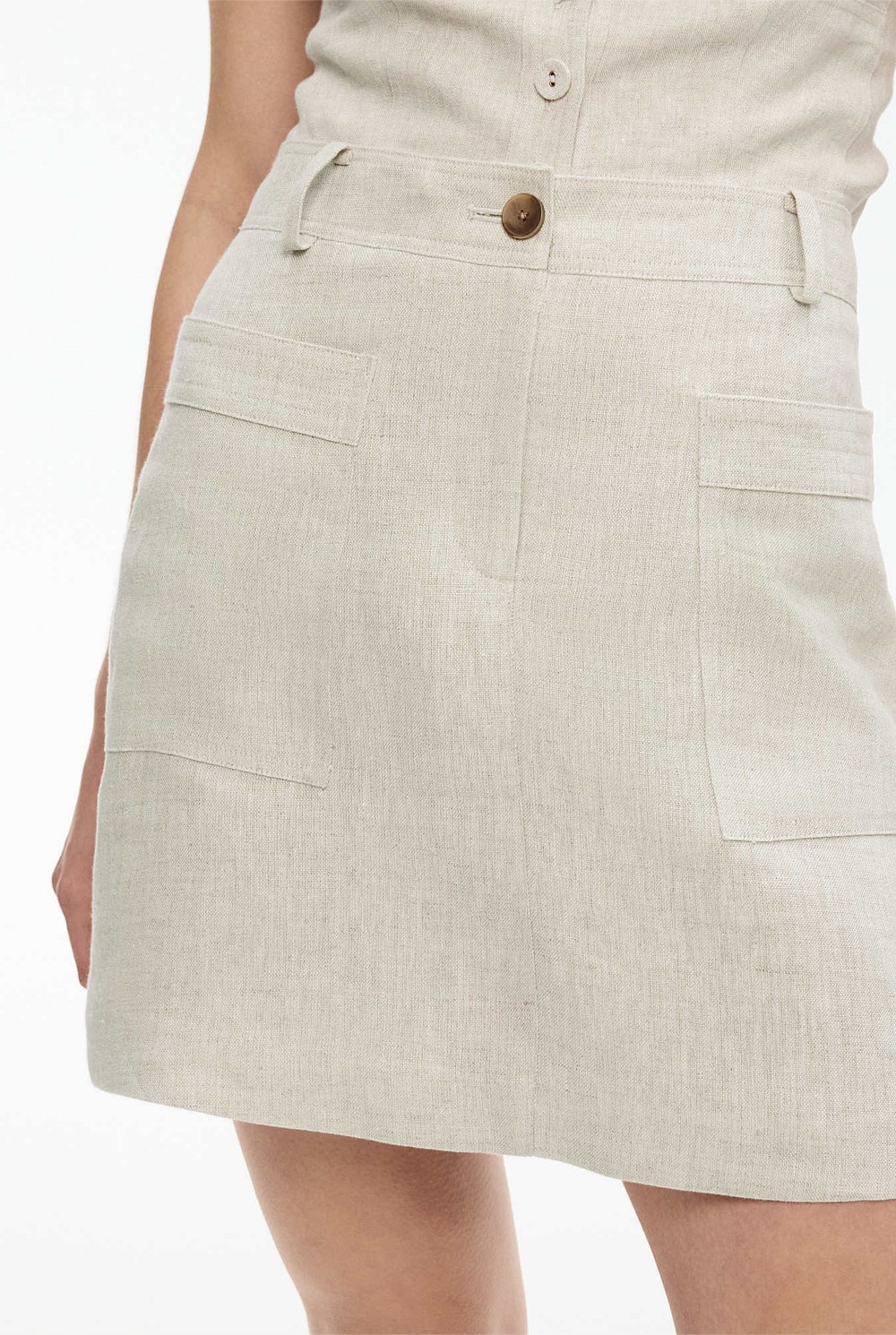 Yarn-Dye Linen Utility Mini Skirt