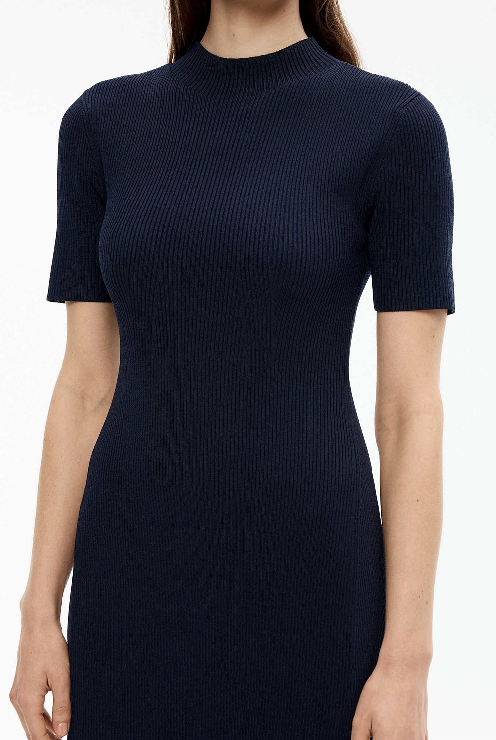 Rib Mock Neck Knit Dress