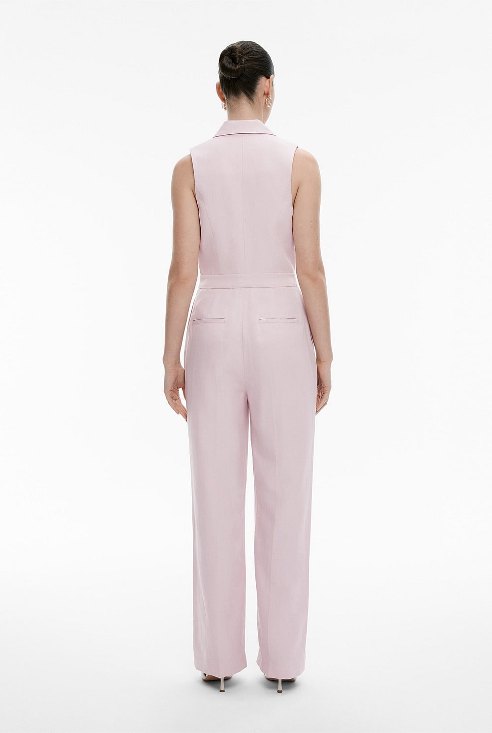 Linen Blend Tuxedo Jumpsuit
