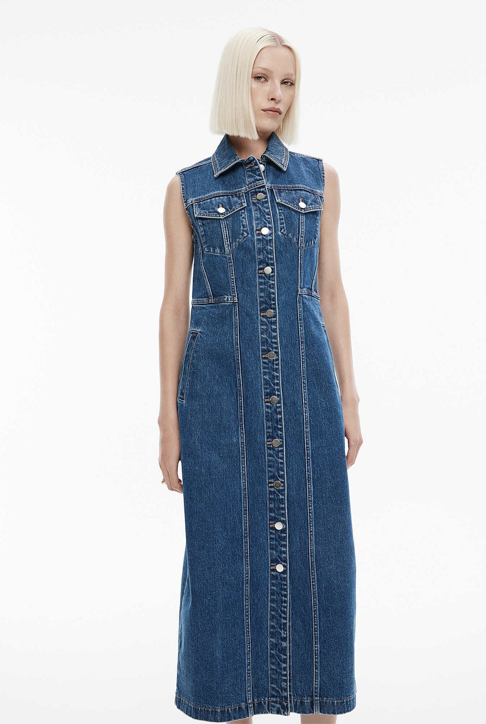 Denim Sleeveless Longline Dress