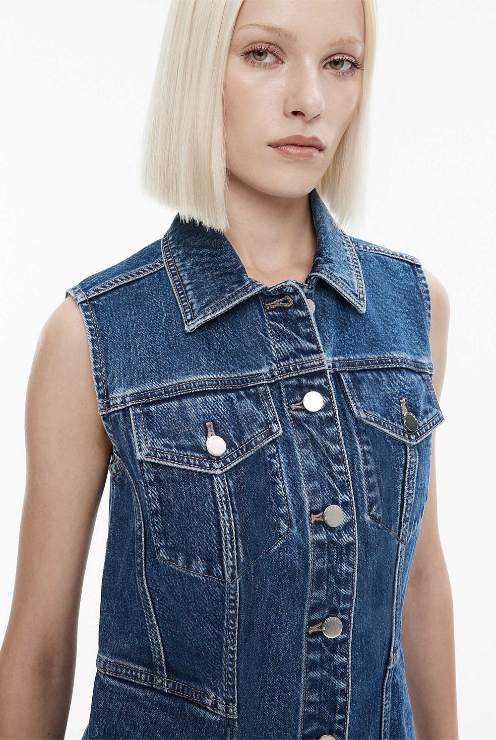 Denim Sleeveless Longline Dress
