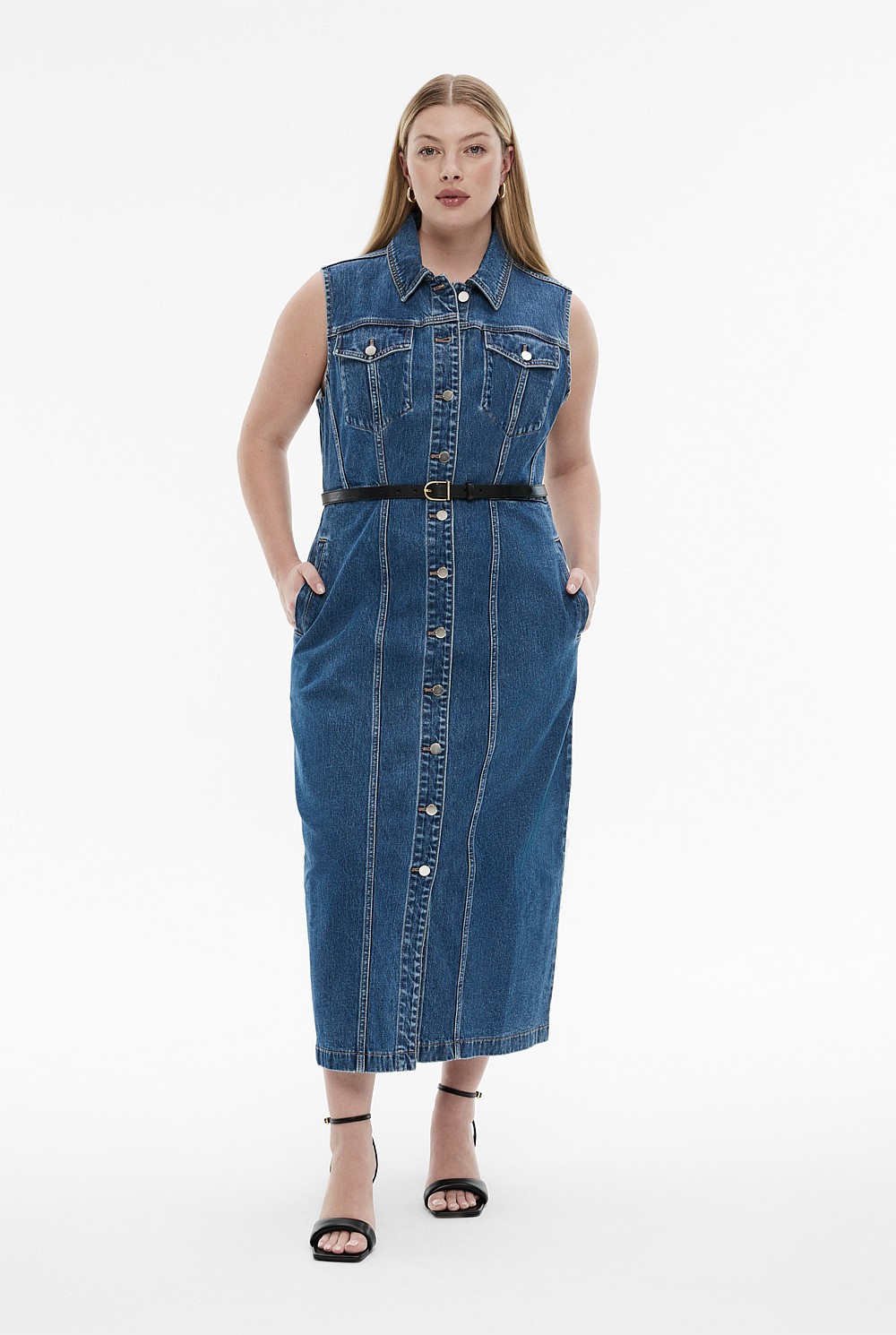 Denim Sleeveless Longline Dress