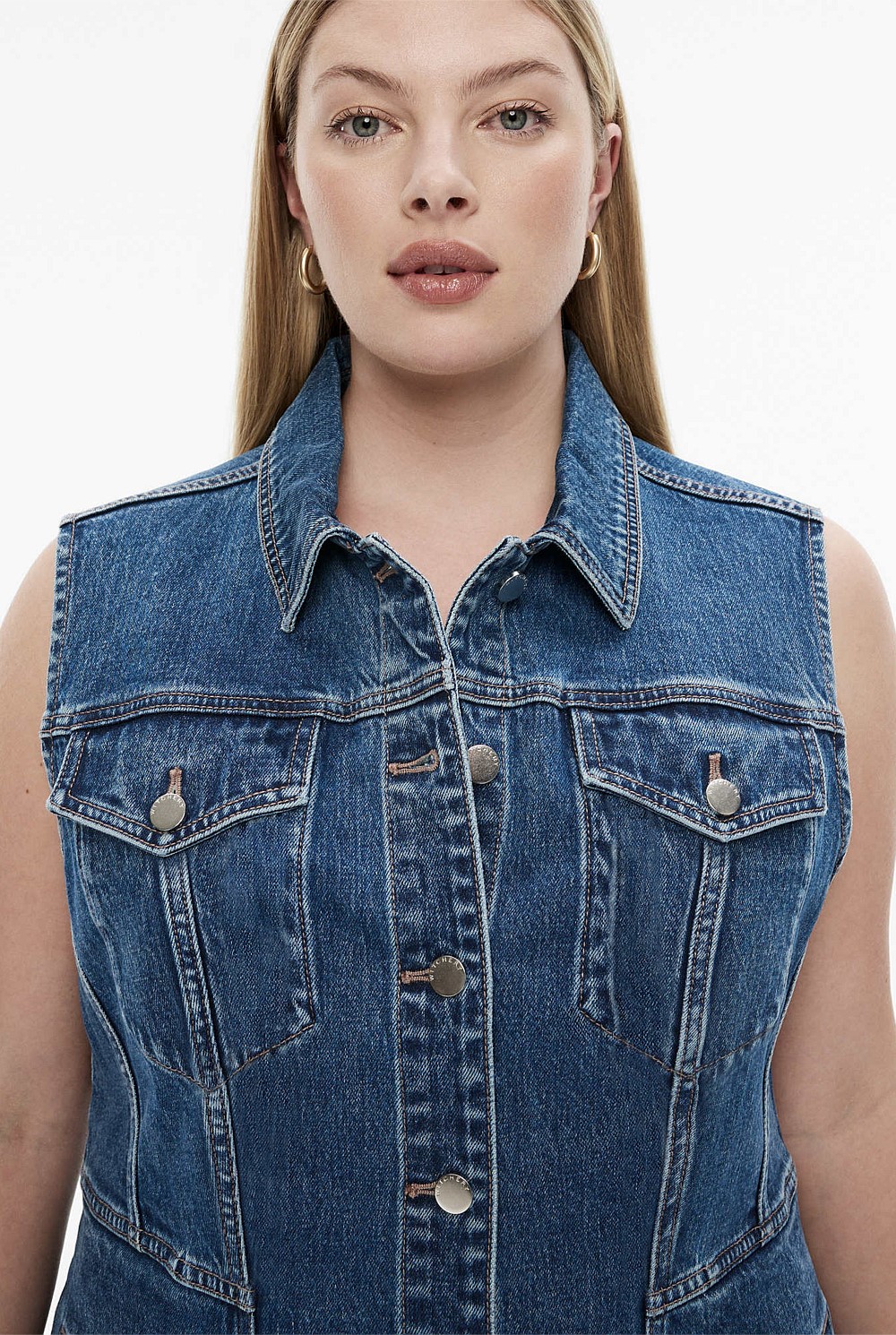 Denim Sleeveless Longline Dress