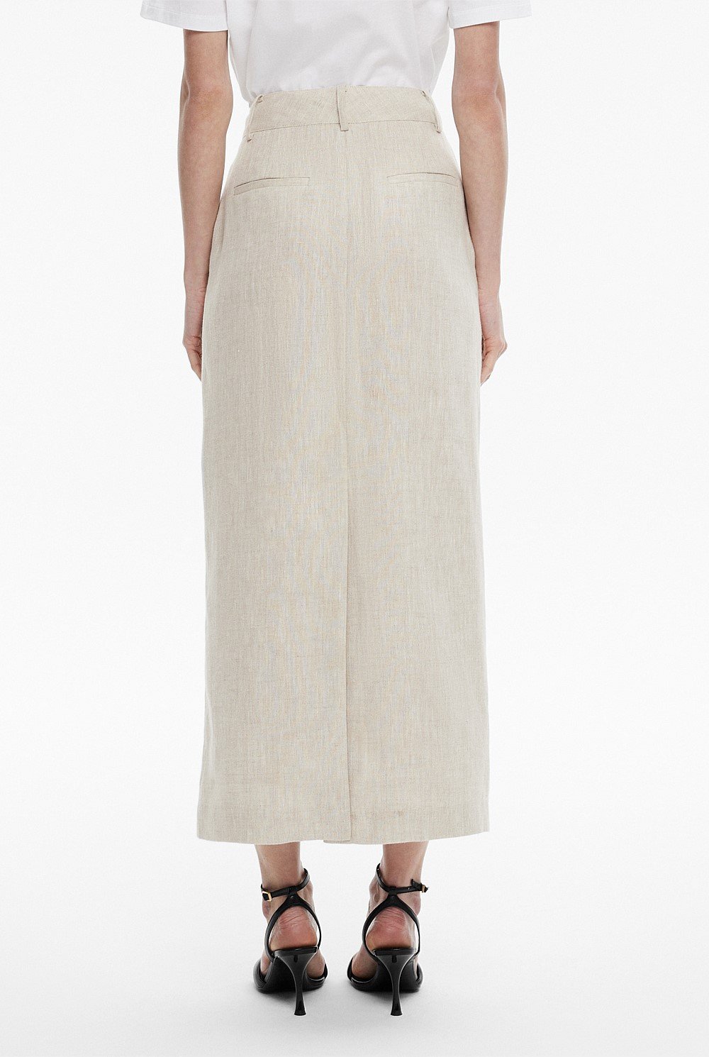 Yarn Dye Linen Tailored Maxi Skirt