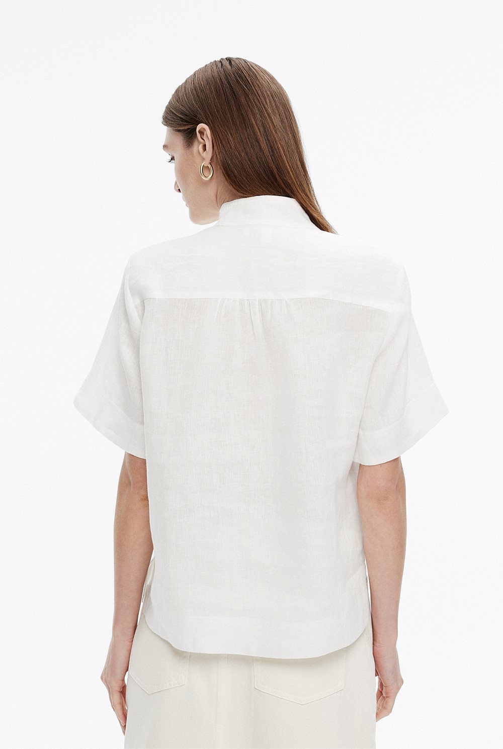 French Linen High Neck Blouse