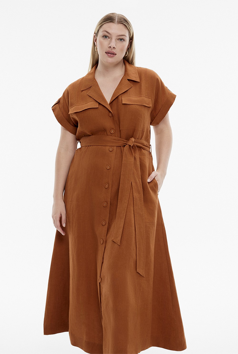 Linen Utility Shirt Dress