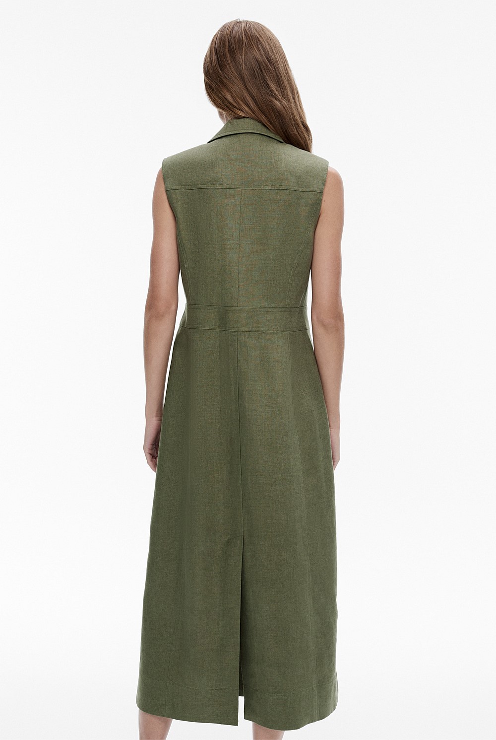 Linen Tailored Double Breasted Maxi Dress