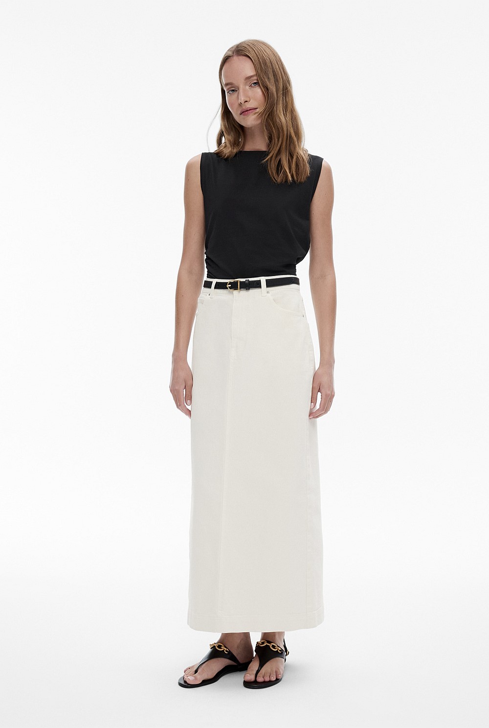 Cotton Blend Gathered Side Tank