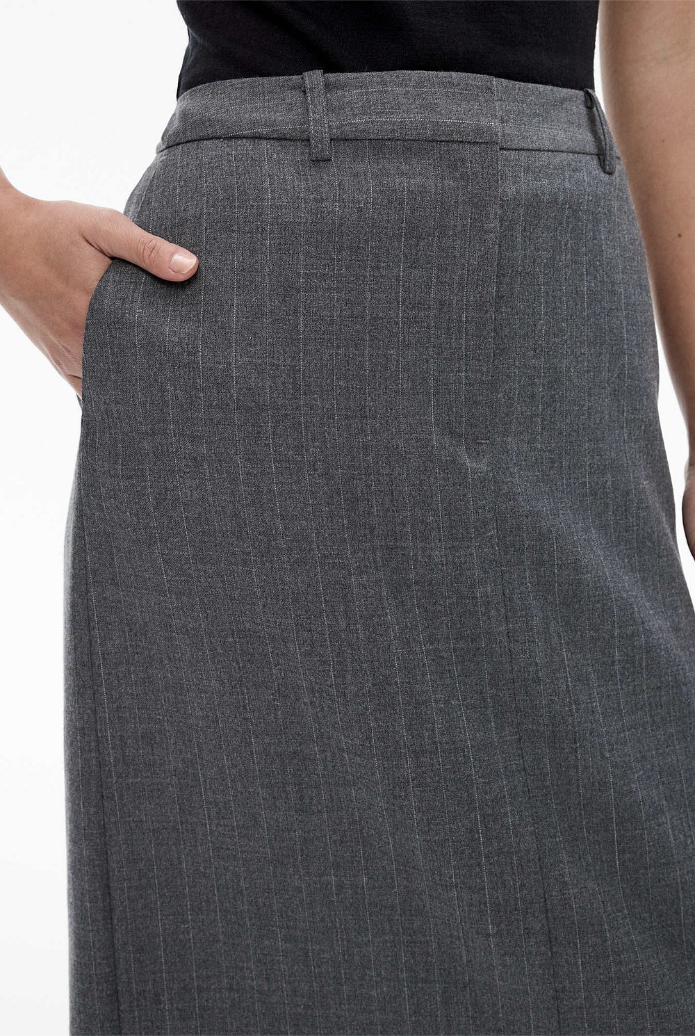 Wool Blend Pinstripe Skirt