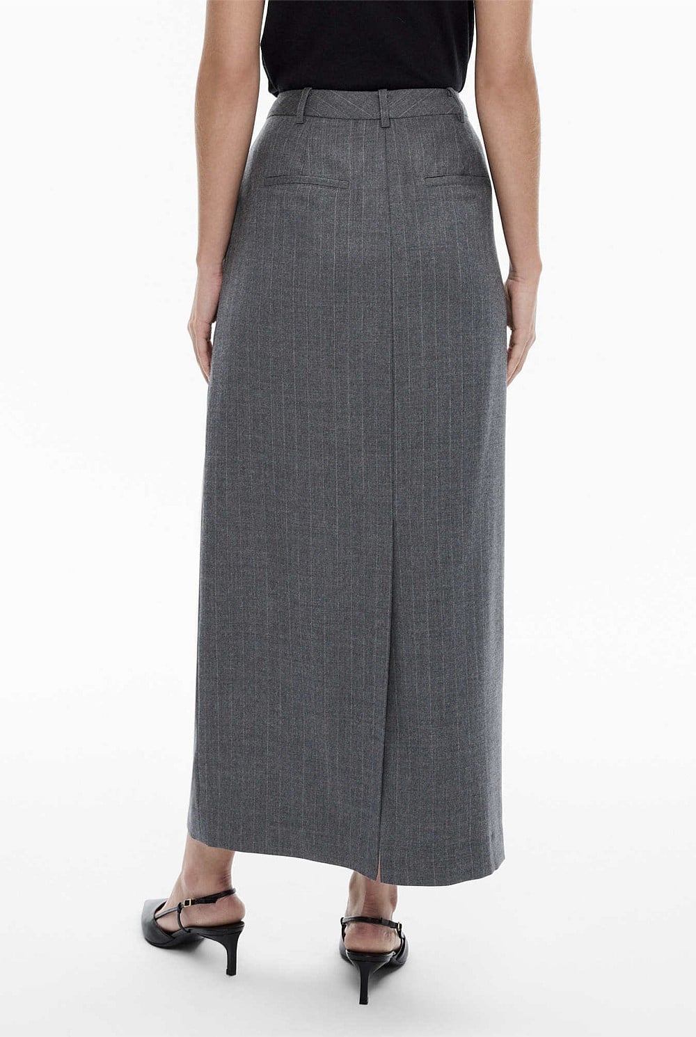 Wool Blend Pinstripe Skirt